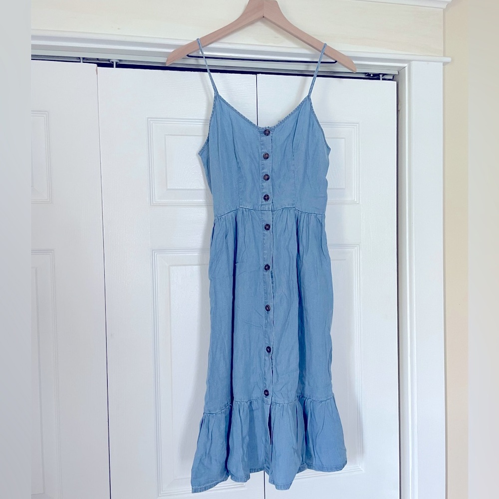 Blue linen summer dress